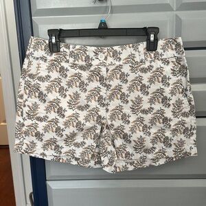 LOFT White Floral Vine Print Jean Shorts